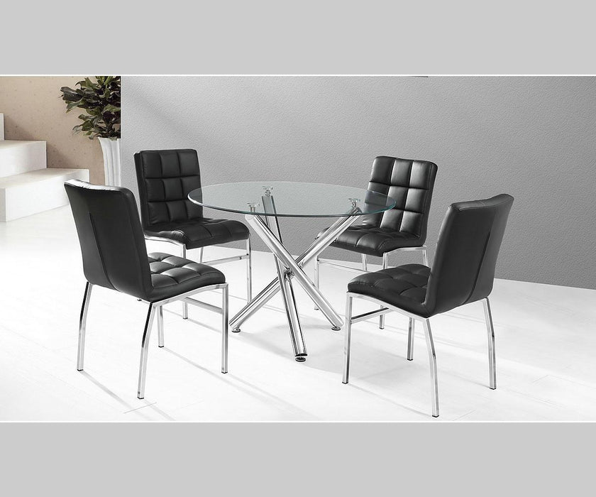 Glass Top Round Kitchen Table Set 5PCs