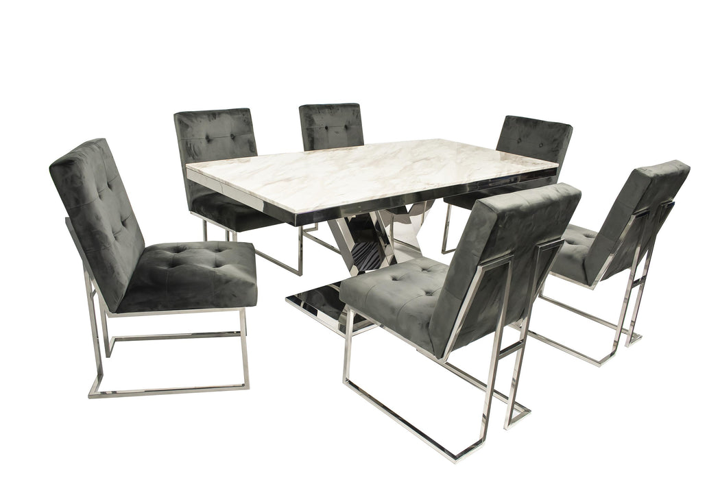 Modern Style Dining Table with Marble Top