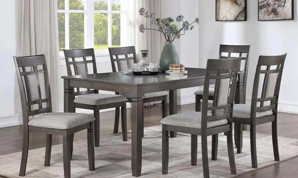 7PCs Dining Set in Light Grey color
