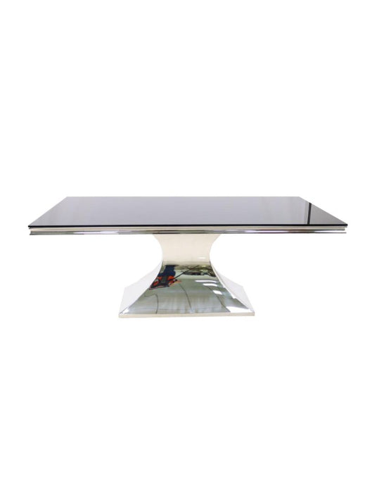 Hilton Dining Table with Black Glass Top (2Sizes available)