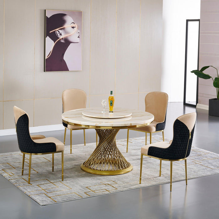 Round Marble Table with Lazy Susan