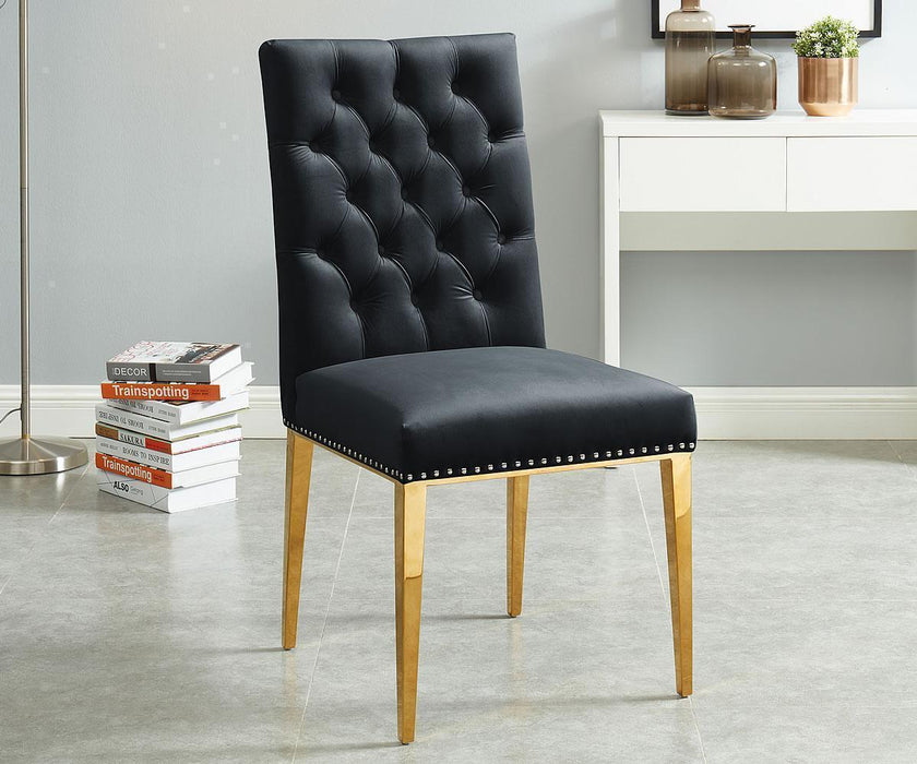 Modern Dining Chairs in Black color with Gold Legs(set of 2)