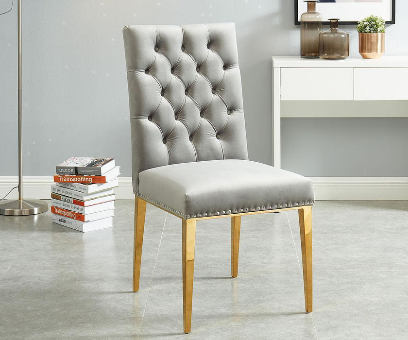 Modern Dining Chairs in Grey color with Gold Legs(set of 2)