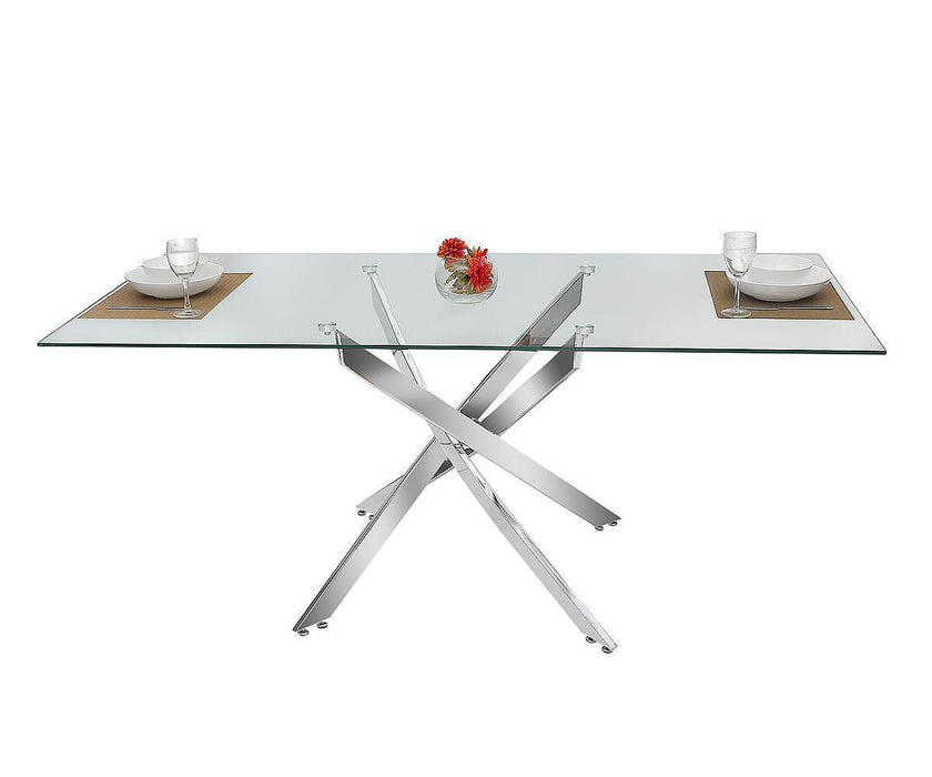 Genesis Glass Top Dining Table only in Round and Rectangular with Chrome Finish
