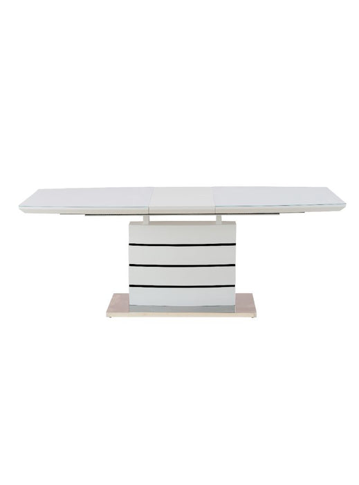 Bentz Dining Table in White high gloss finish with Butterfly leaf