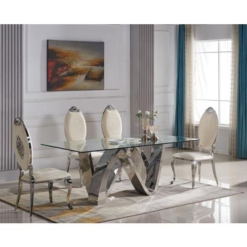 Glass Top Dining Table (79" Inches) Set