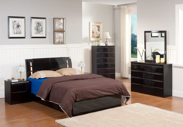 Modern Glossy Bedroom Set 6PCs- Merci
