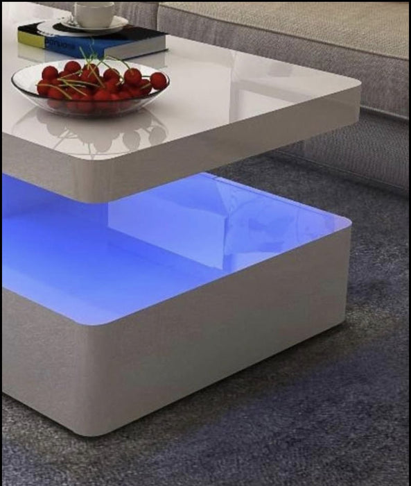 Aurora Coffee Table with LED Light and Storage drawers