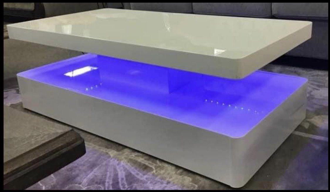 Aurora Coffee Table with LED Light and Storage drawers