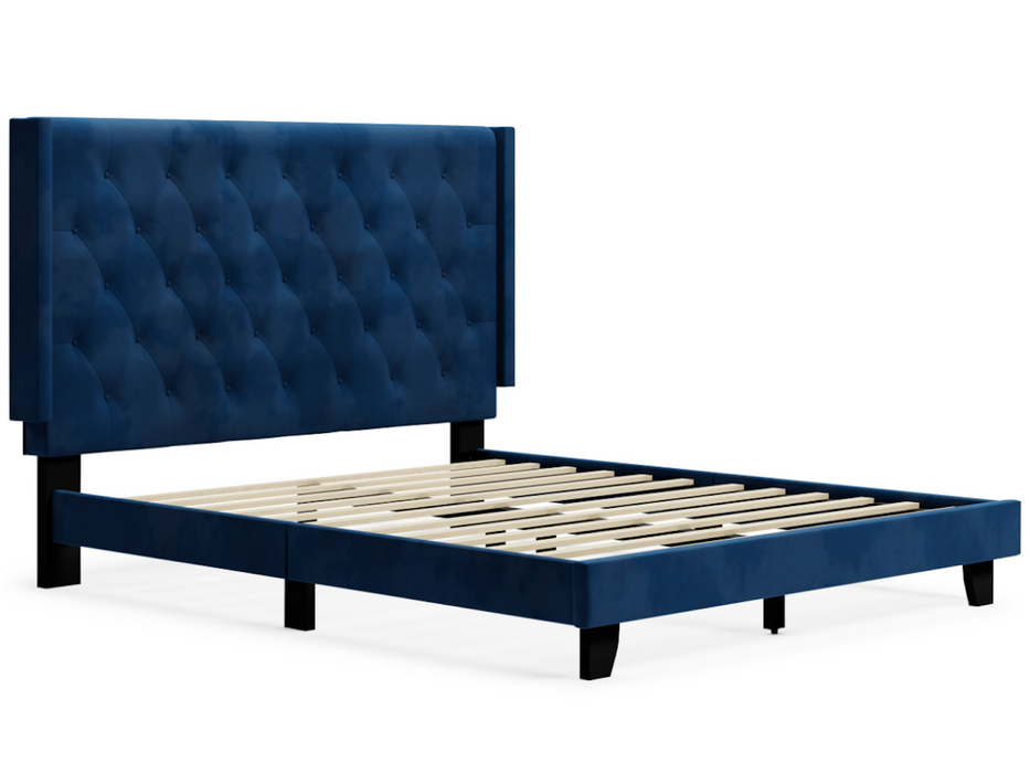 Vintasso Upholstered Bed only in Queen and King (Blue Velvet) by Ashley Furniture