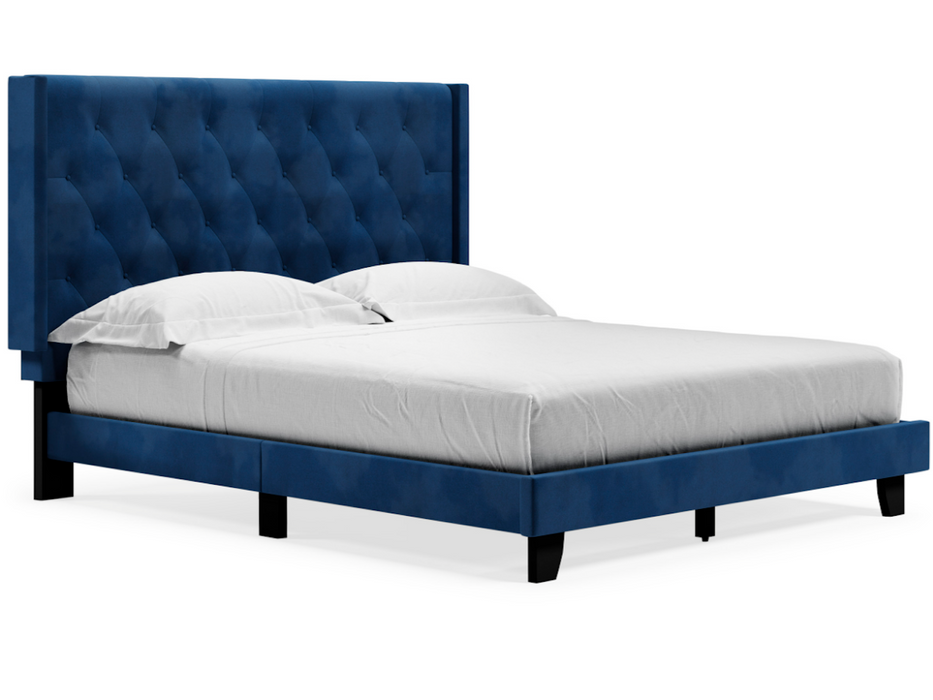Vintasso Upholstered Bed only in Queen and King (Blue Velvet) by Ashley Furniture