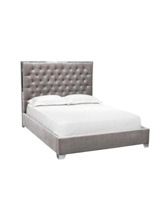 Kroma Velvet Grey Bed